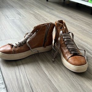 Brown leather sneakers